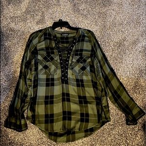 Plaid Lacefront shirt